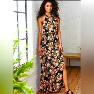 American Eagle Outfitters Black Floral Maxi Dress Size XS